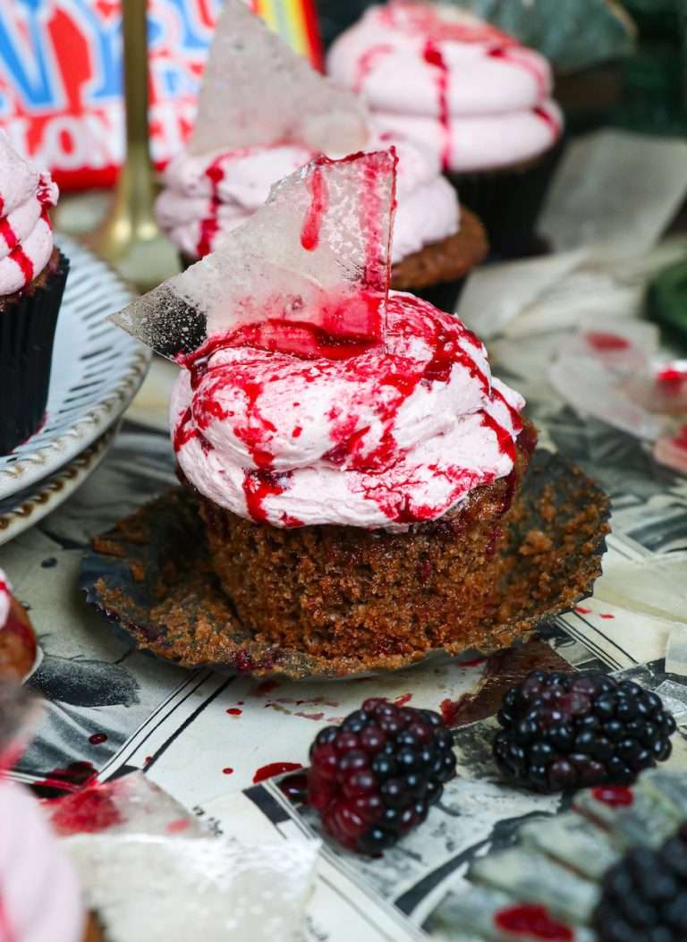 “Murder Mystery” Blackberry Chocolate Cupcakes