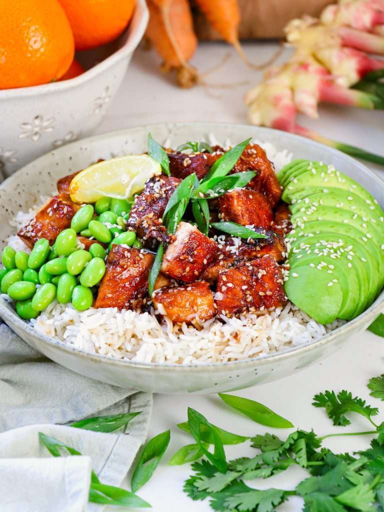 Crispy Ginger Sticky Salmon Bites
