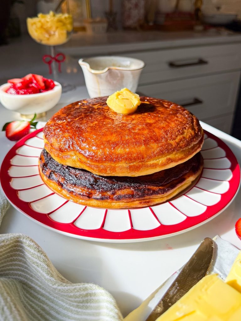 Copycat Golden Diner Pancakes with Honey Butter Syrup